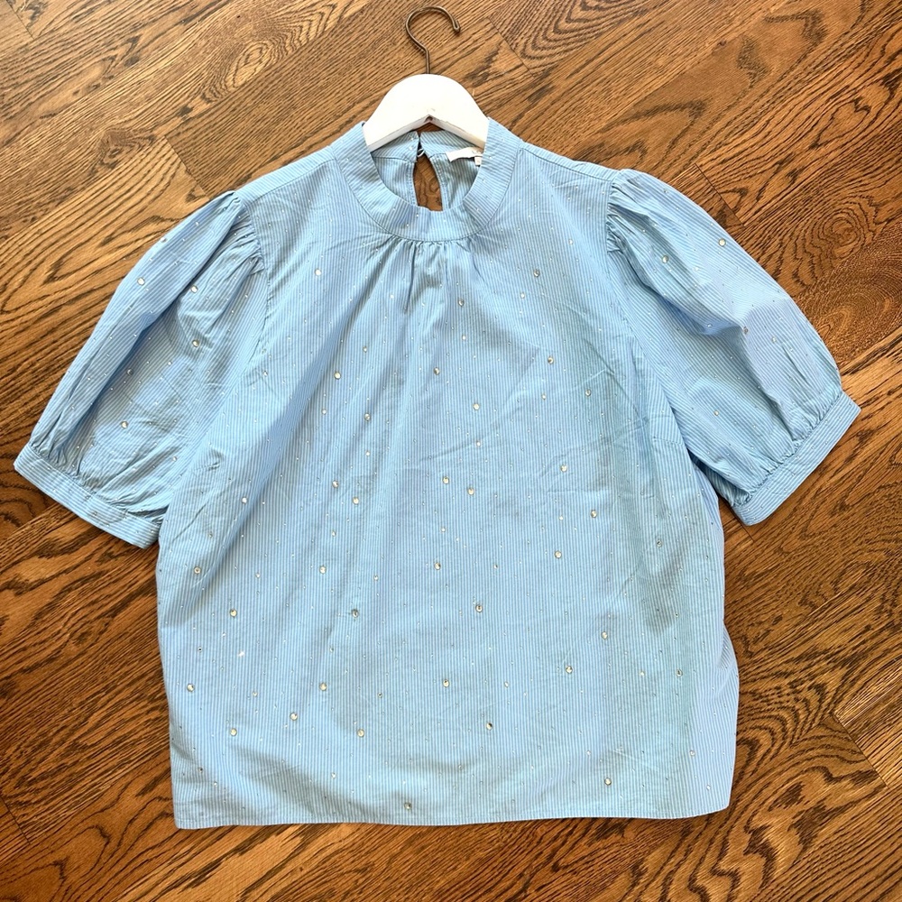 Light Blue Blouse with Embellishments